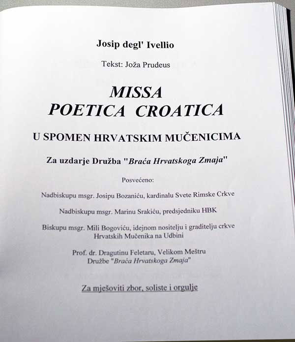 Samoborski pjesnik Joa Prudeus i skladatelj Josip degl'Ivellio stvorili Missu poeticu croaticu