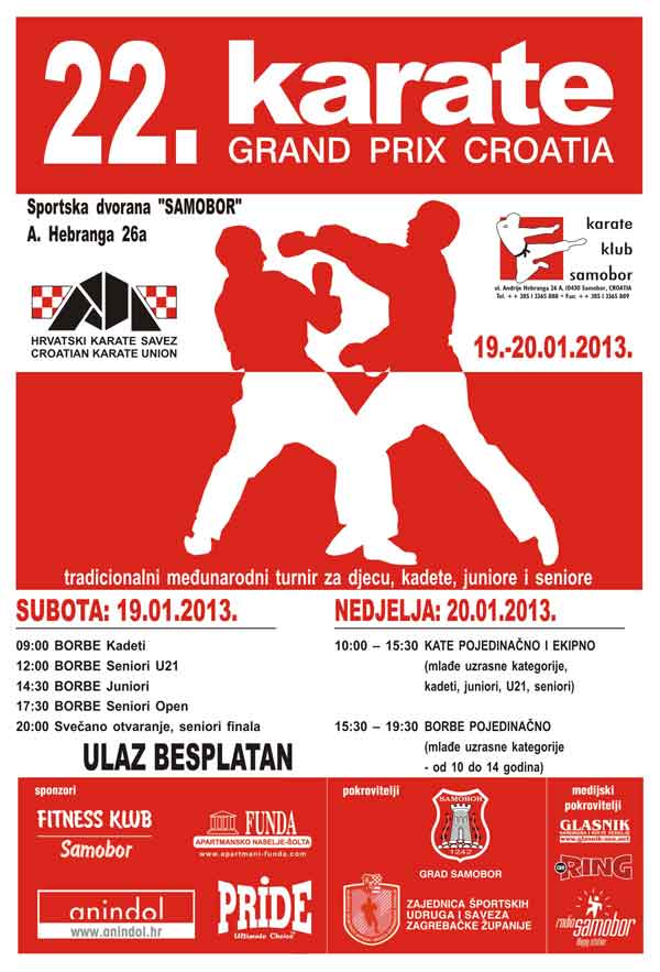 KARATE - 22. po redu tradicionalni karate turnir Grand Prix Croatia